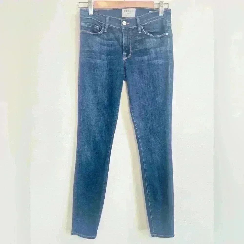 Frame Denim Women’s Le Skinny de Jeanne Straight Blue Jeans Size 28